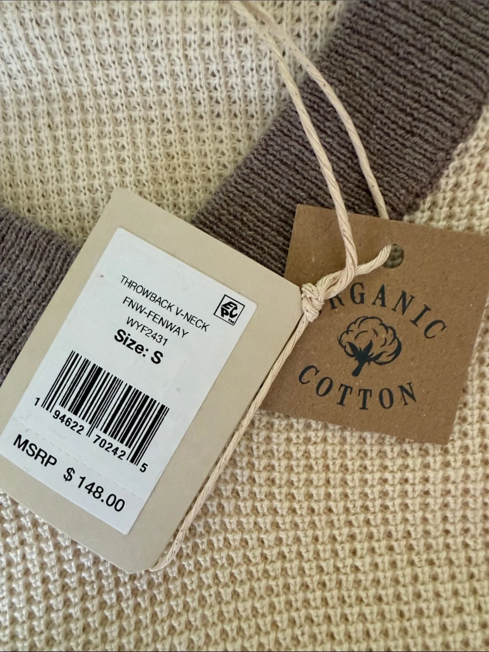 Faherty NEW Two-Tone Cream and Gray Knit Sweater